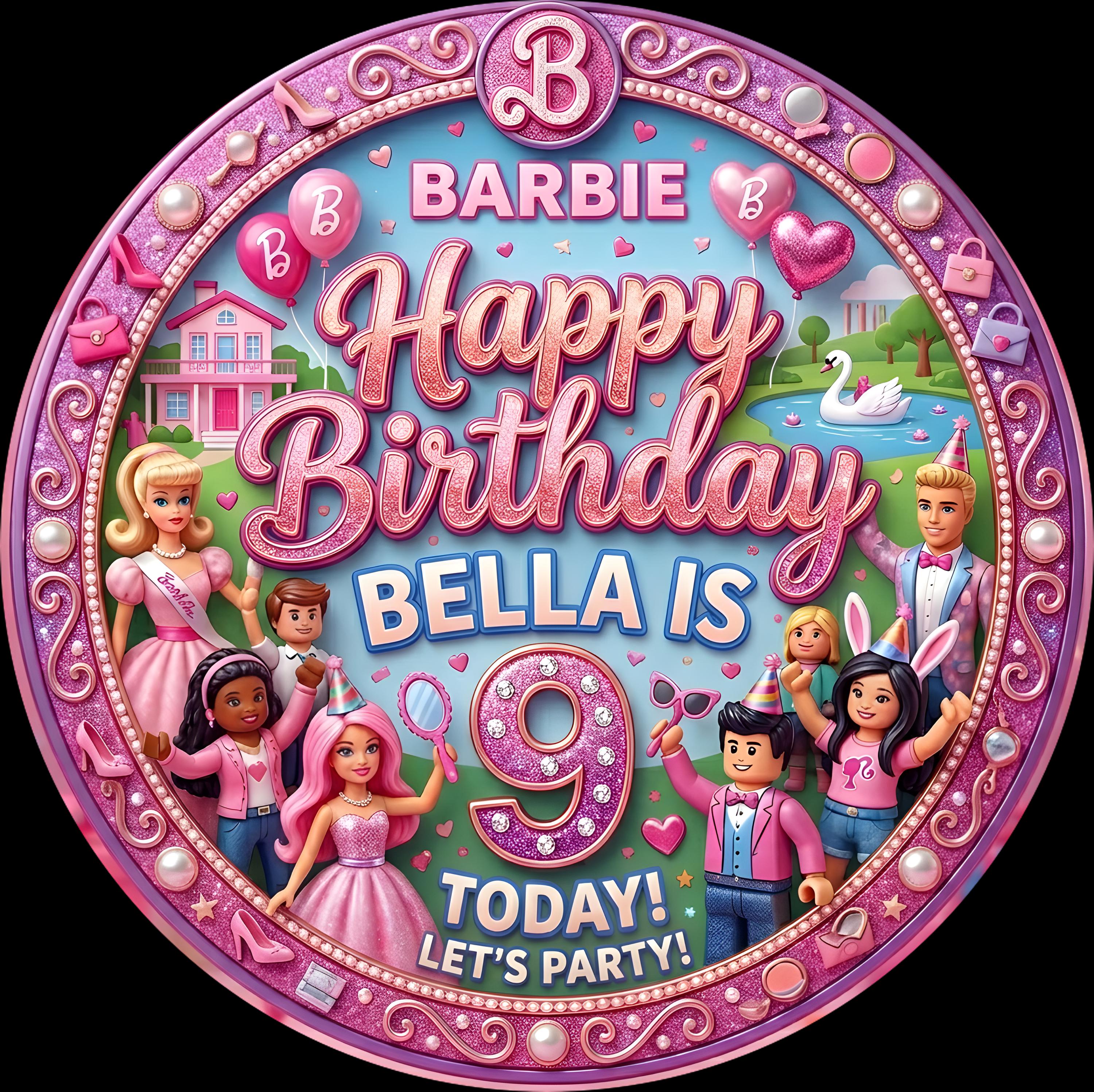 Custom Barbie Round Edible Icing Cake Image Precutt - Etsy
