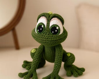 Amigurumi Frog Crochet Pattern | Cute Plush Frog Toy PDF Tutorial | Handmade Stuffed Animal DIY Gift |  Frog Crochet DollDigital Download