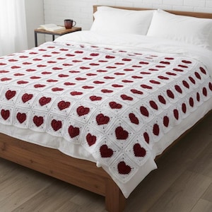 Crochet Heart Granny Square Pattern and Video tutorial / Easy Blanket Tutorial (PDF Download)