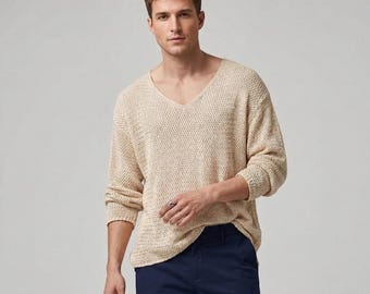 Men's Lightweight Knitted Minimal Pullover | Relaxed Fit Everyday Wear