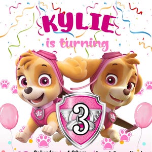 Skye Paw Patrol Birthday Invitation