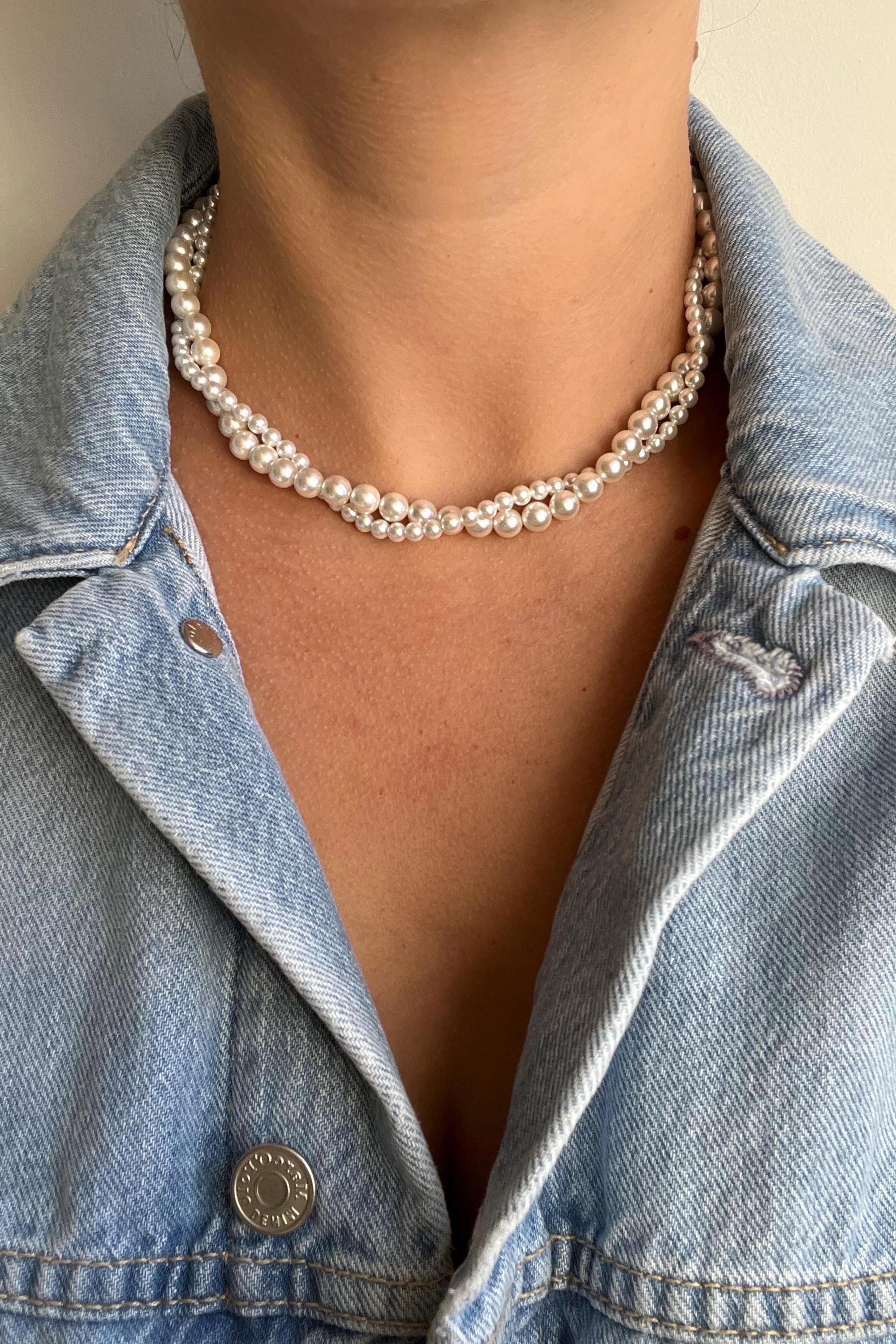 Collana Girocollo Vintage 3 Strati Con Pendente A Pera, Perle Finte, Gioiello Elegante Per Donne E Ragazze