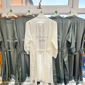 PERSONALISED bridesmaid bride to be satin Robes bridesmaid gift wedding PJ&#39;S dressing gown maid of honour