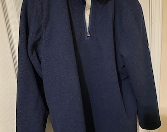 Orvis Men’s Quarter Zip Blue Sherpa Lined Pullover Sweater Size X Large
