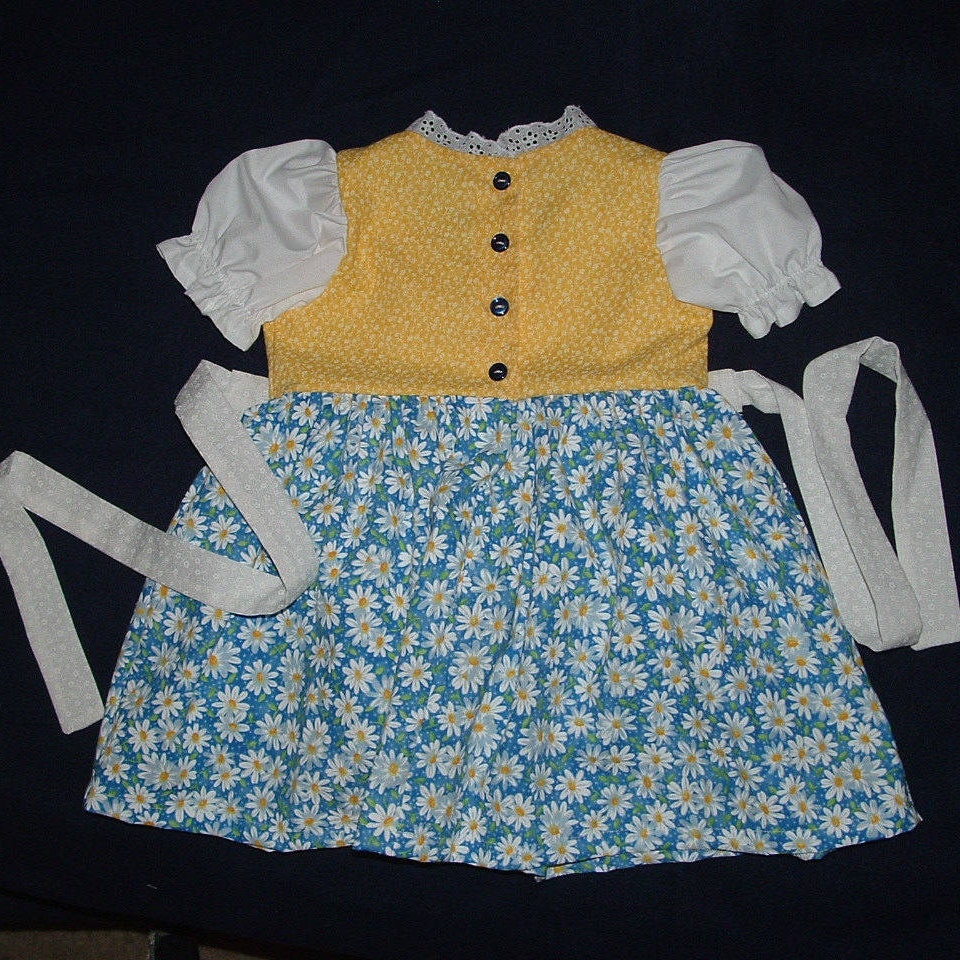 Yellow and Blue Daisy Baby Dirndl | Etsy