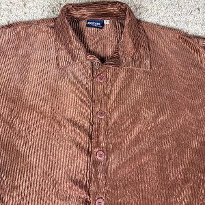 Vintage Positano shirt voor volwassenen, maat S, koperkleurig geribbeld, rave, club, kamp, jaren 90, heren