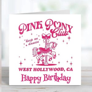 Personalized Pink Pony Birthday Card: Handmade Greeting Card