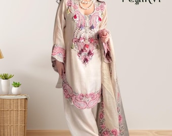 Pakistani Salwar Suit with Dupatta, Embroidered Palazzo Set, Indian Wedding Suit, Party Wear Salwar Kameez