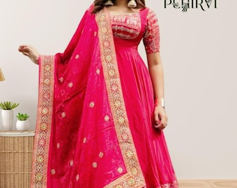 Embroidered Anarkali Dress Gown, Pakistani Salwar Suit, Wedding Party Dress