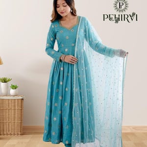 Anarkali Salwar Kameez da donna, abito indiano da festa, abito da sposa, kurtis lunghi, completi pakistani