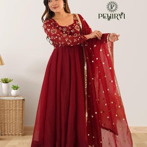Red Anarkali Dress For Women, Fully Flair Anarkali Suit, Salwar kameez readymade, Party wear Wedding Dress, Kurta Palazzo, Eid Suits, Gown