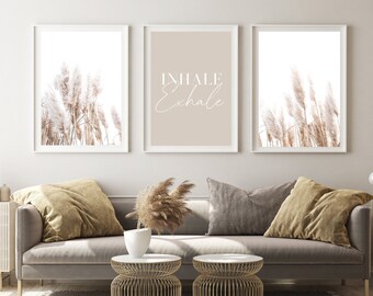 Lámina con estampado de tres hierbas de la Pampa – Arte mural minimalista estilo boho (descarga digital)