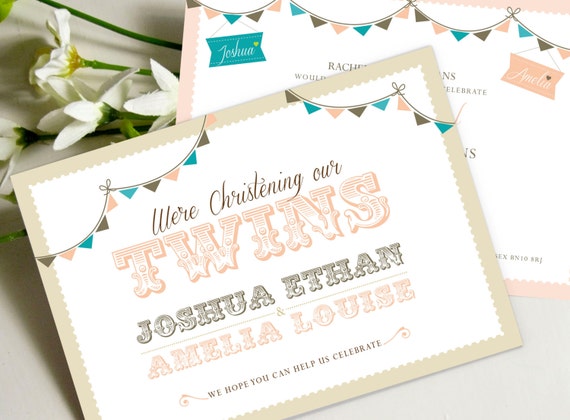 Twin Christening and Naming Ceremony Invitations - Etsy Twin Christening and Naming Ceremony Invitations - Etsy