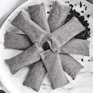 Luftreningspåsar med aktivt kol | 10 st naturlig bambu luktabsorberande och fuktborttagare | Luktborttagare för bil, garderob, sko