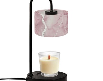 Light Pink Marble Candle Warmer Lamp – Soft Zen Wax Melt Lamp for Spa Bedroom