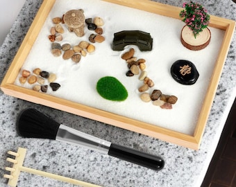 Mini Zen Garden Kit for Desk | Japanese Sand Garden Desktop Decor | Meditation, Mindfulness & Relaxation Zen Home Decor