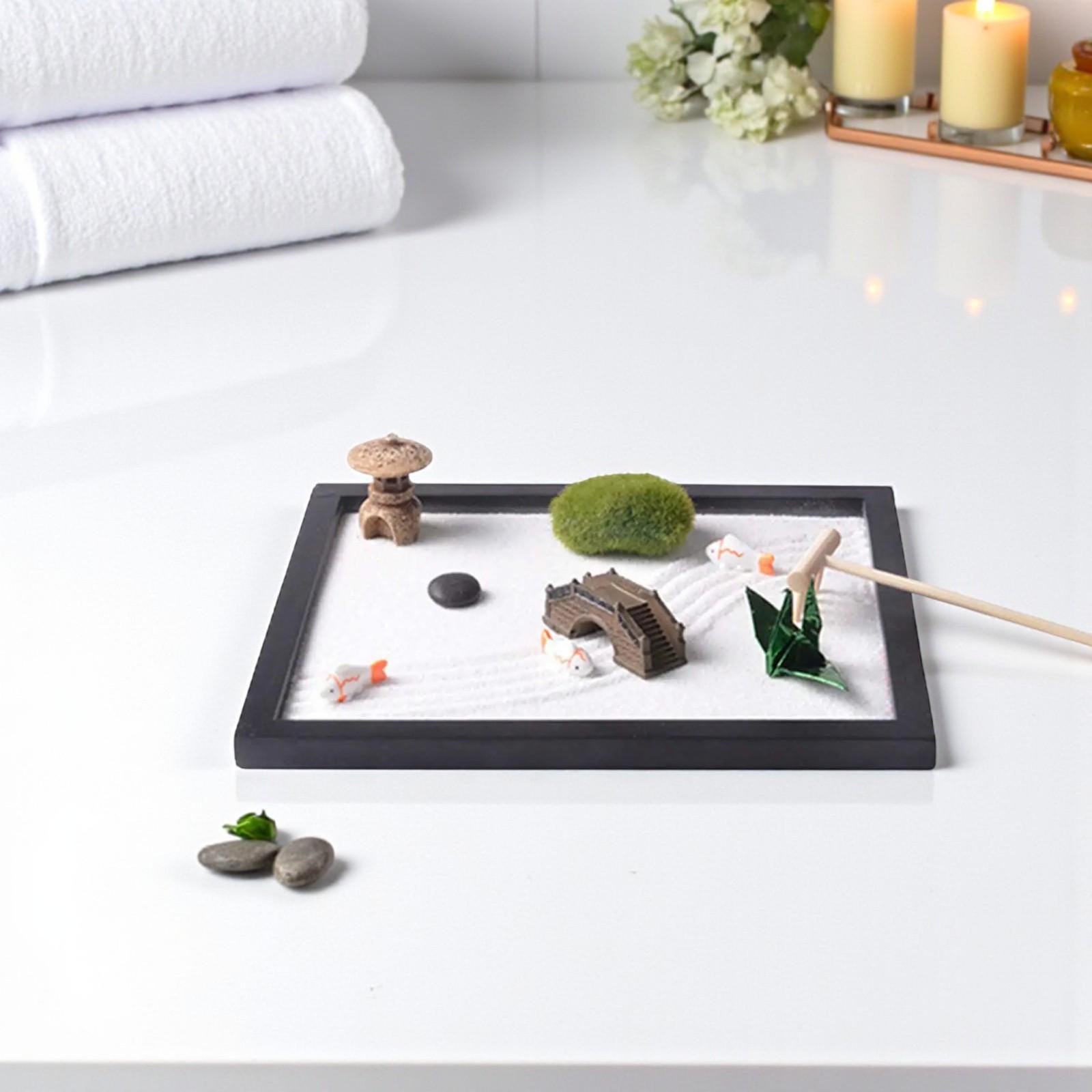 Mini Zen Garden Sand Tray for Desk | Japanese Meditation Sandbox