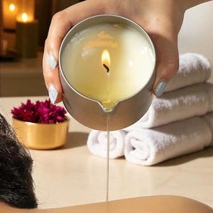 Massage Candle with Essential Oils, Melts to Warm Body Massage Oil, Romantic Spa Gift, Self Care Candle