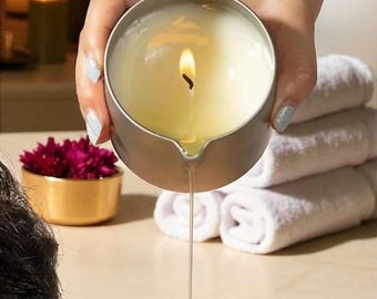 Vela de masaje con aceites esenciales / Vela que se derrite para calentar el cuerpo para spa en casa