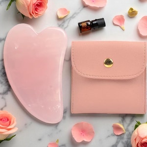 Rose Quartz Gua Sha Tool – Natural Crystal Face Scraper for Skincare, Facial Massage & Spa Wellness Gift