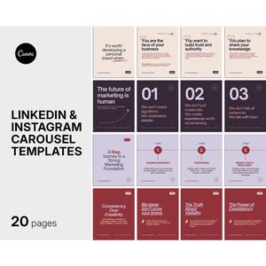 LinkedIn & Instagram Carousel Templates | Modern Marketing Social Media Posts | Canva Editable Business Content