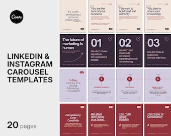 LinkedIn & Instagram Carousel Templates | Modern Marketing Social Media Posts | Canva Editable Business Content