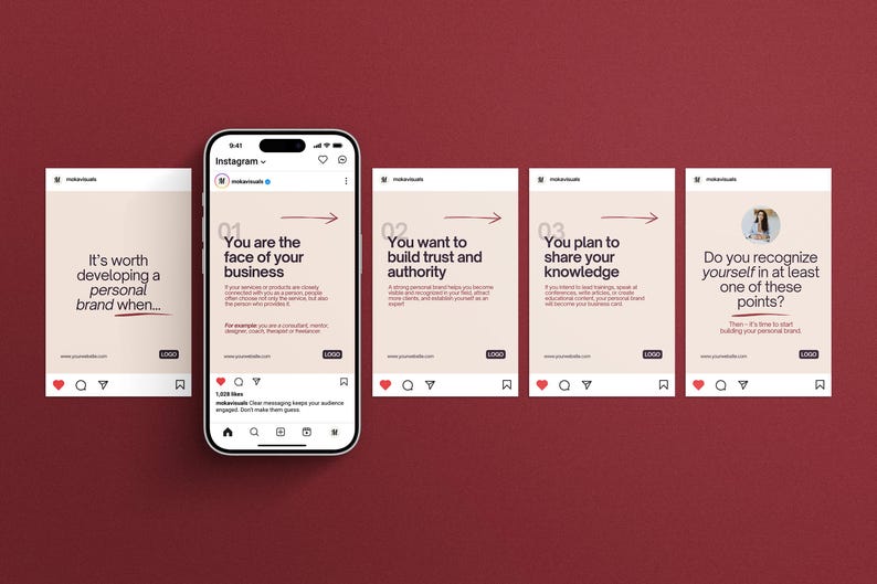 Linkedin & Instagram Carousel Templates | Modern Marketing Social Media ...