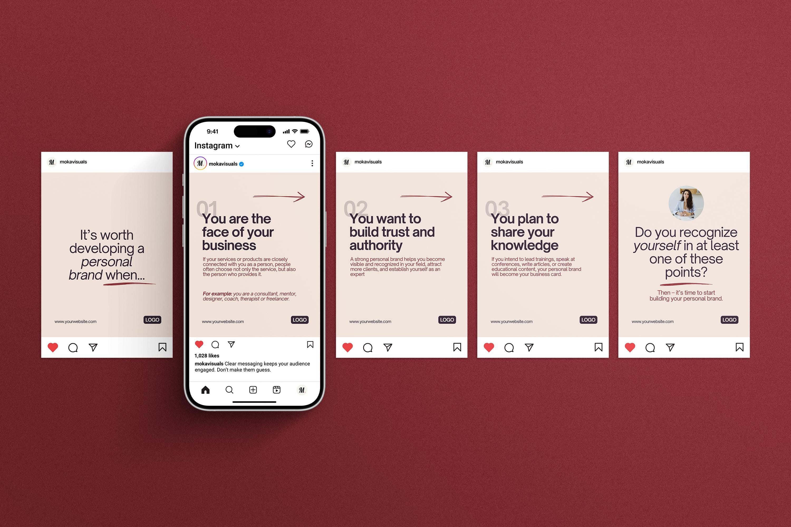 Linkedin & Instagram Carousel Templates | Modern Marketing Social Media ...
