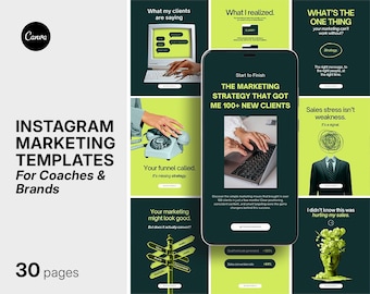 Instagram Marketing Templates for Coaches & Brands | 30 Canva Posts, Stories and Carousels