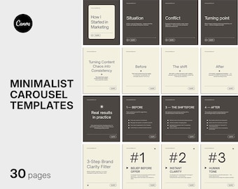 Plantillas minimalistas de carrusel de Canva: LinkedIn e Instagram (descarga digital)