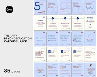 Therapist Instagram Carousel Templates, Psychoeducation for Clients (Canva Editable)