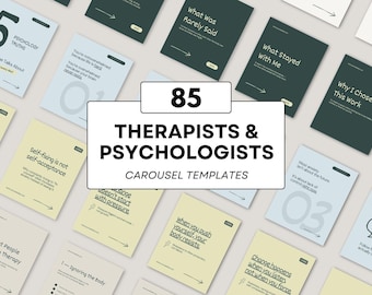 Instagram & LinkedIn Templates for Therapists and Psychologists | 85 Mental Health Carousel Posts with Captions