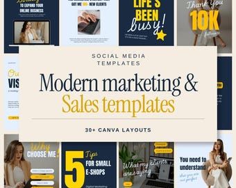 Instagram and LinkedIn Business Post Templates | Modern Marketing & Sales Canva Bundle