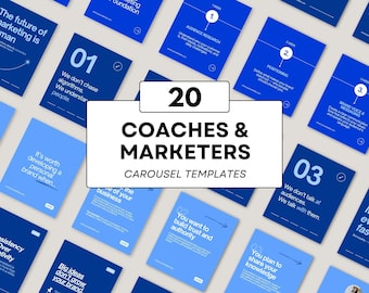 LinkedIn/Instagram Carousel Templates – 20 Editable Canva Designs for Business Coaches & Marketers