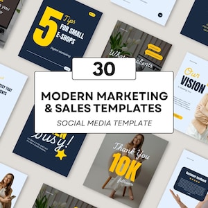 Instagram and LinkedIn Business Post Templates | Modern Marketing & Sales Canva Bundle