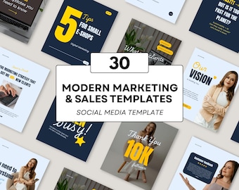 Instagram and LinkedIn Business Post Templates | Modern Marketing & Sales Canva Bundle