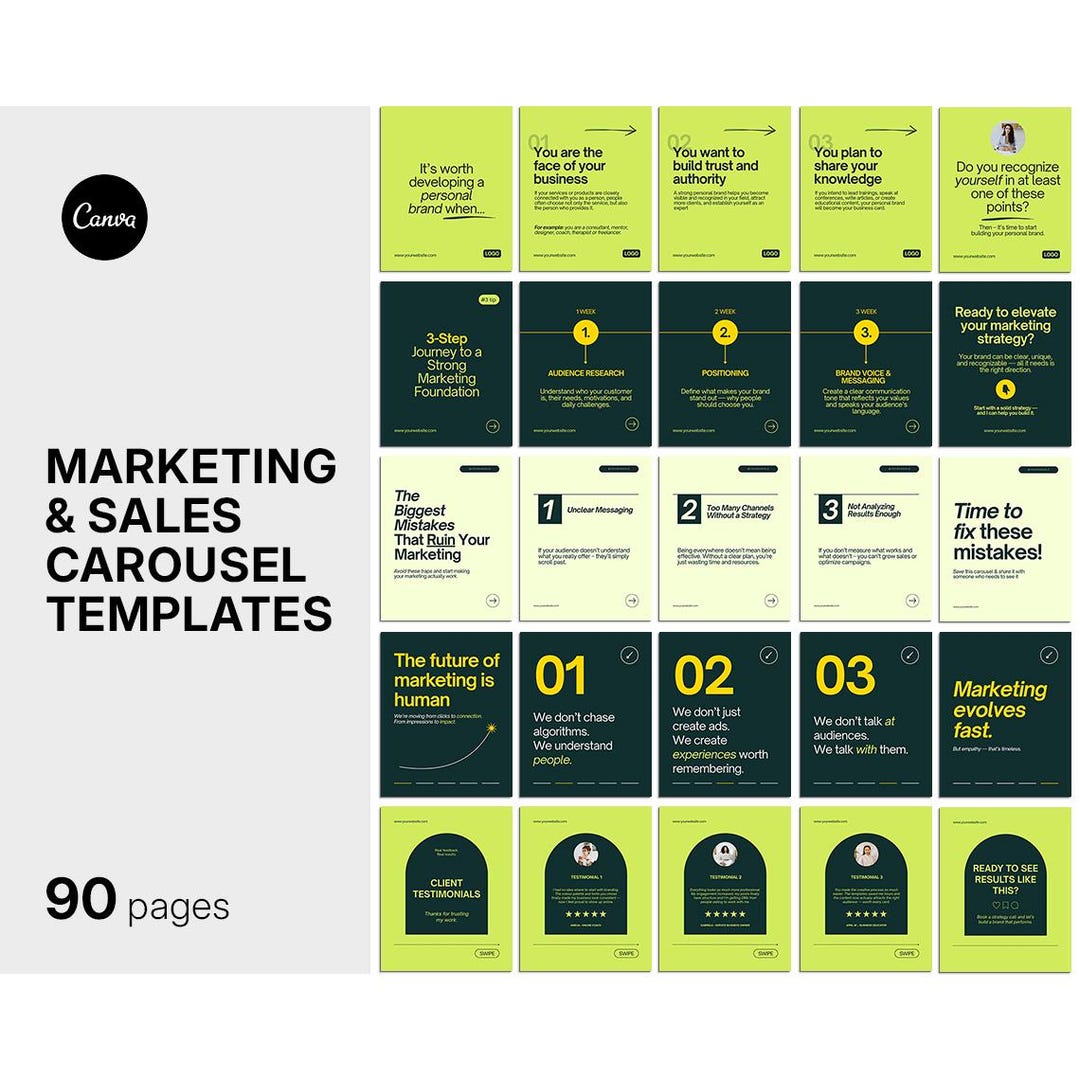 Business and Marketing Instagram Carousel Templates for Canva | Bold ...