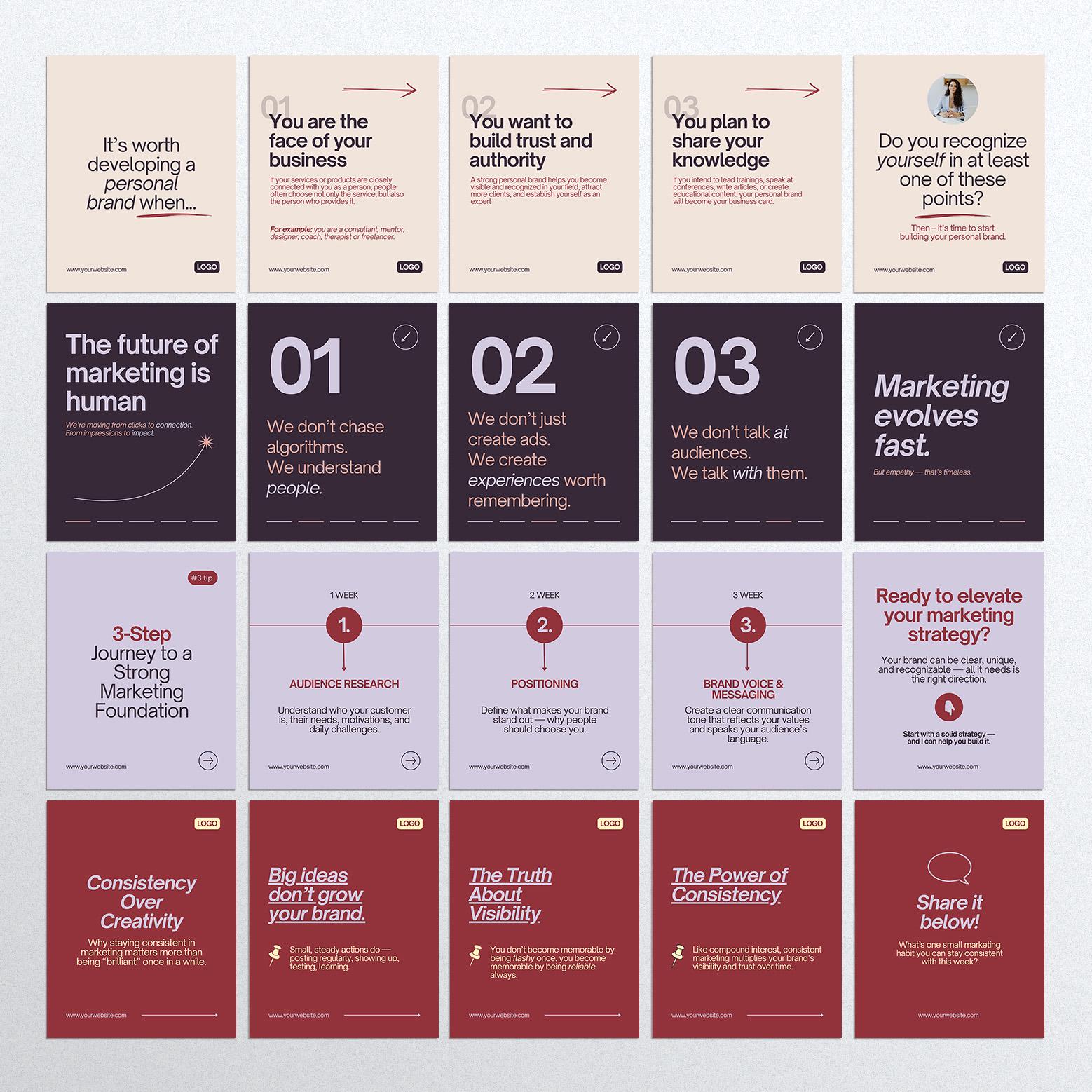 Linkedin & Instagram Carousel Templates | Modern Marketing Social Media ...