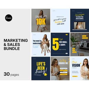 Sjablonen voor Instagram- en LinkedIn-berichten voor bedrijven | Moderne marketing- en salescanvabundel