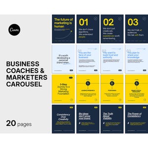 LinkedIn/Instagram Carousel Templates – 20 Editable Canva Designs for Business Coaches & Marketers