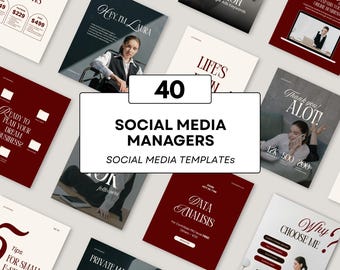 Burgundy Instagram Templates for Social Media Managers | Canva Bundle (Digital Download)