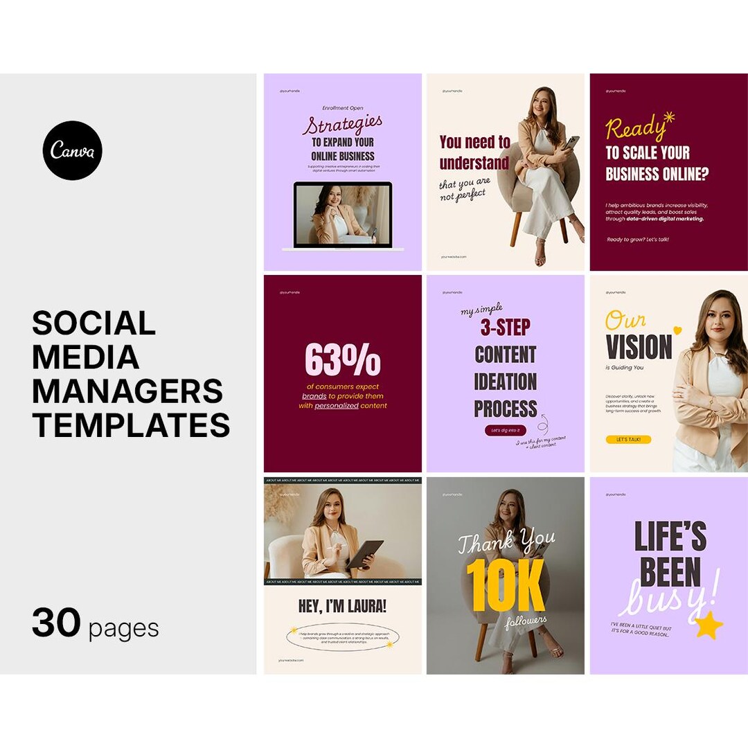Canva Instagram Carousel Templates for Coaches | Social Media Content ...