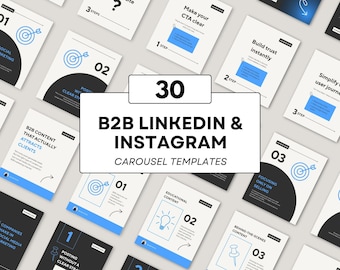 B2B LinkedIn & Instagram Carousel Templates – 30 Canva Social Media Slides for Marketing Content