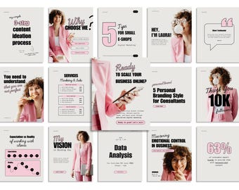 Canva Instagram Templates for Coaches | Pink Social Media Posts (Digital Download)