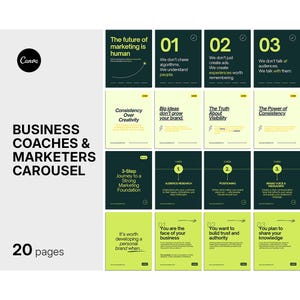 LinkedIn/Instagram Carousel Templates – 20 Editable Canva Designs for Business Coaches & Marketers