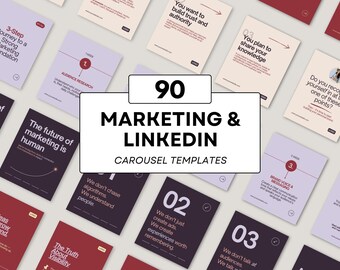 Instagram & LinkedIn Marketing Carousel Templates – 90 Canva Slides for Growth
