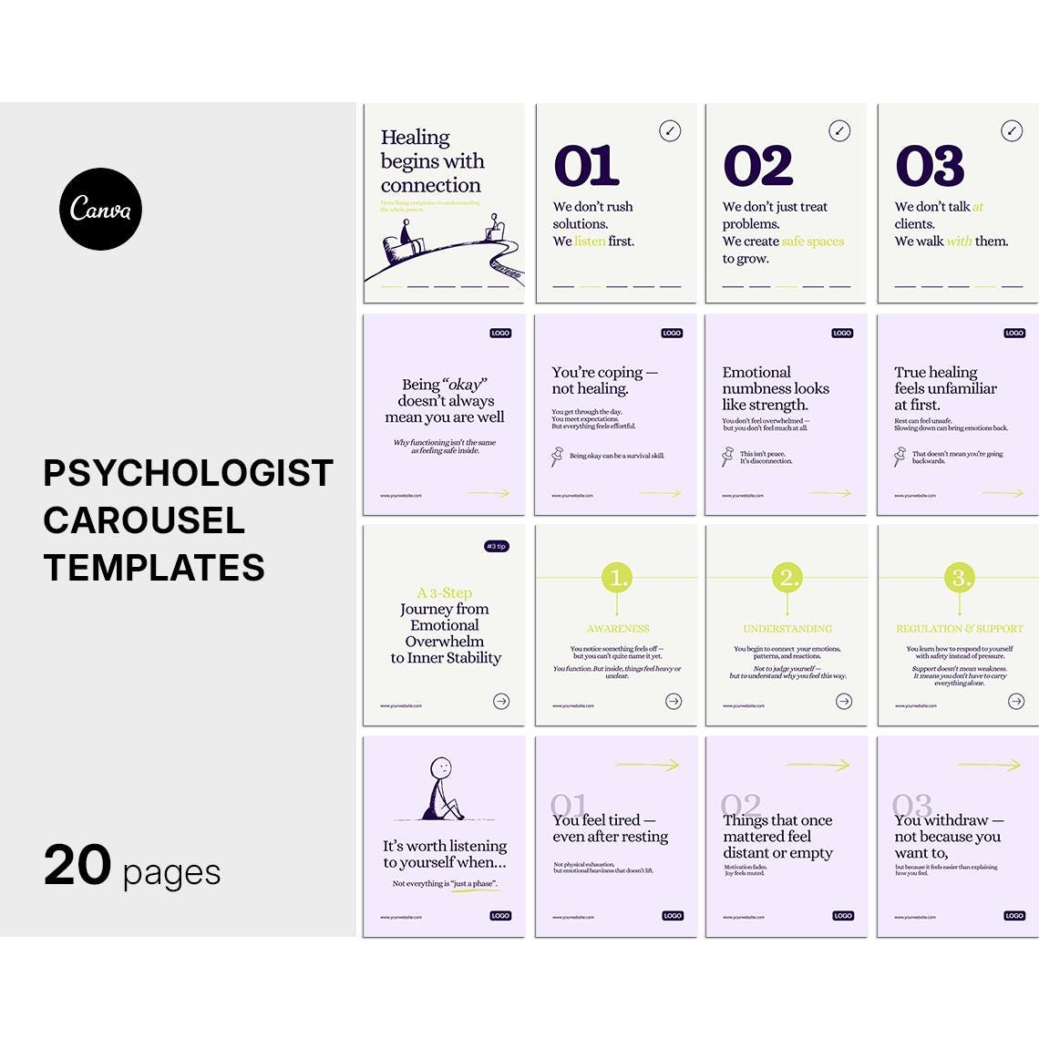 Psychologist Instagram Carousel Templates | Canva Posts for ...