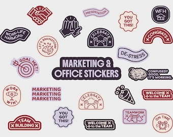Office Motivation Stickers SVG Pack | Work, Teamwork & Productivity Icons | Marketing, Sales, WFH, Success Digital Stickers