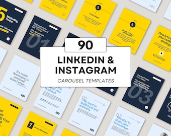 90 Canva LinkedIn & Instagram Carousel Templates | Marketing for Coaches (Digital Download)