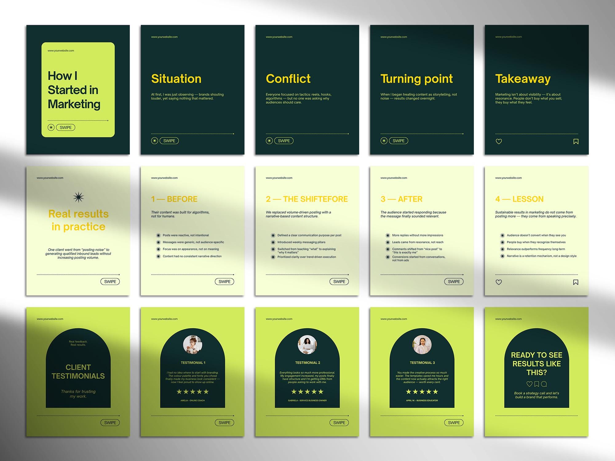 Business and Marketing Instagram Carousel Templates for Canva | Bold ...